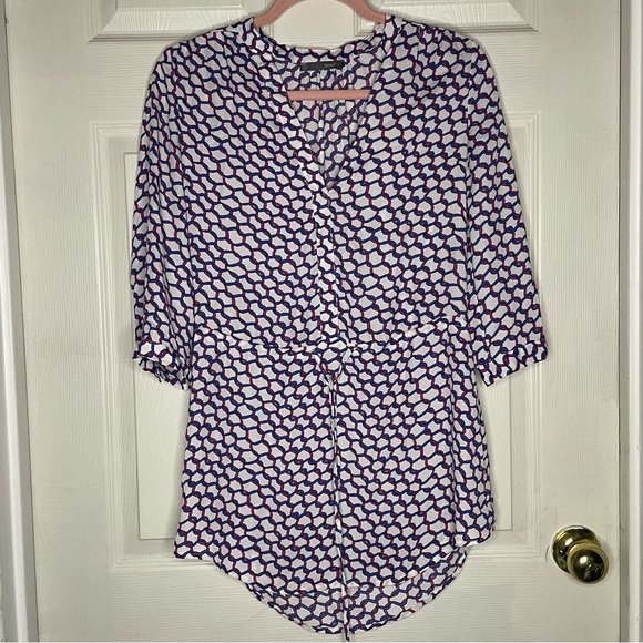⭐️(Xs) smart set blue and pink chain print blouse - Picture 1 of 4
